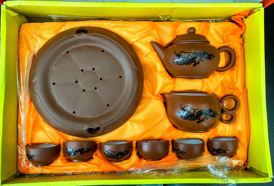 Chinese Tea Pot Sets: Yixing Zisha Redware Red Clay, Gong-Fu , Porcelain, Maifan - Image 1 of 4