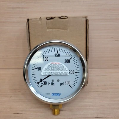 WIKA 213.53 300 PSI 4" Liquid Filled Pressure Gauge 1493132 Swiss Movement