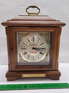 VTG 80s DRINK COCA COLA Employee Anniversary Clock Solid Wood Westminster Chimes - Picture 1 of 13