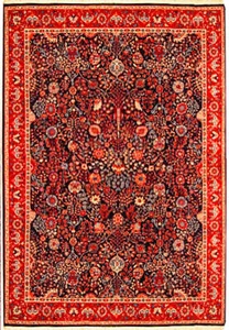 9x12' Midnight Blue Wool & Silk Sino Rug 13904 - Picture 1 of 6