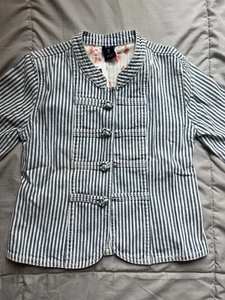 GAP Kids Girls Striped Denim Blue / White Jacket Size XL (4) - Picture 1 of 3