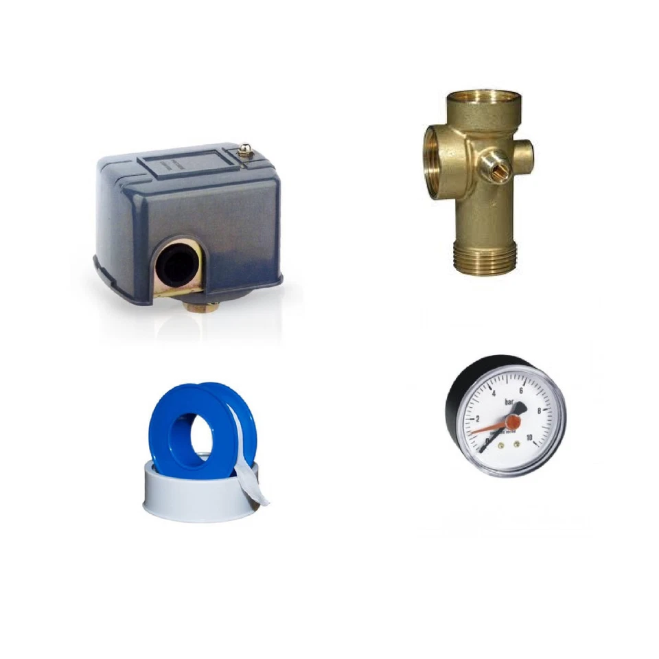 BRICOQUI Kit autoclave manometro pressostato raccordo5vie teflon pompa acqua