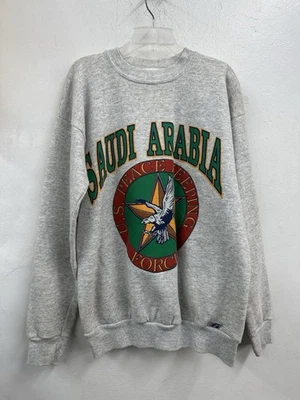 Vintage Logo 7 Sweater Mens Large Saudi Arabia  Peace Force Eagle Made In USA - Image 1 of 4