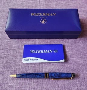 [New wz/Box&Mannual] Waterman Expert Marble Blue/Gold Twisted Ballpoint Pen - Picture 1 of 5