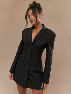 Tailored Pintuck Fitted Long Blazer - Picture 1 of 4