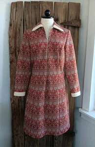 Vestido Vintage Años 70 NPC Moda 1/2 Media Cremallera Manga Larga Mod Boho Mujer EE. UU. *A - Imagen 1 de 13