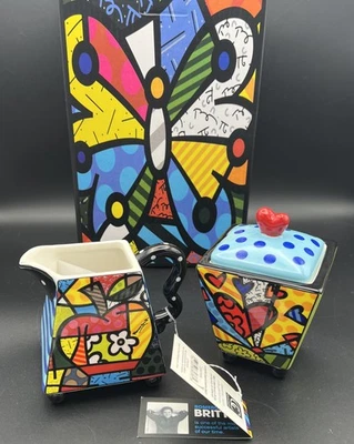 ROMERO BRITTO Creamer  &  Sugar Heart Set New Open Box - Image 1 of 4
