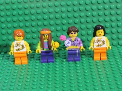 Lote de 4 minifiguras Lego hippie paz amor madera flor niño HP32 Foto 1 de 4