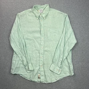 Brooks Brothers Shirt Mens XL Green Linen Regent Button Down Long Sleeve Casual - Picture 1 of 12