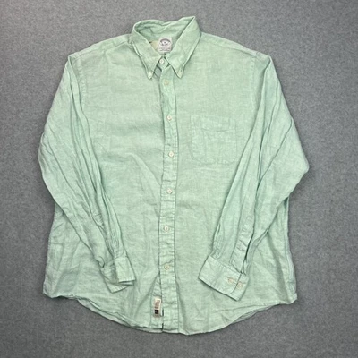 Brooks Brothers Shirt Mens XL Green Linen Regent Button Down Long Sleeve Casual - Image 1 of 4