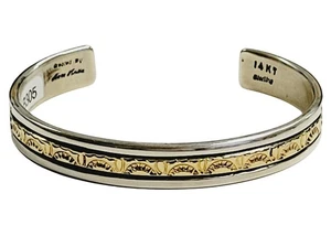 Marc Antia Indianer Sonnenstrahlen Manschette 14K Gold Sterlingsilber Armband 6 3/4" - Bild 1 von 4