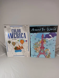 Malbücher für Erwachsene Fortgeschrittene, Amerika und Welt 2 Bücher Posten - Bild 1 von 8