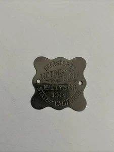 1914 California Auto Dash Motor Vehicle Registration Badge RARE - Bild 1 von 4
