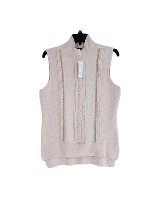New White House Black Market Women's Sleeveless Cable Mix Pullover Sz M - Image 1 of 4