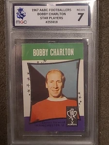 A&BC FOOTBALL 1967 STAR PLAYERS #21 MANCHESTER UNITED  BOBBY CHARLTON  MGC 7 PSA - Picture 1 of 2