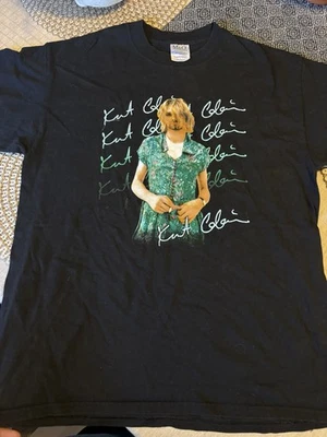 Vintage Kurt Cobain In A Dress T-Shirt Nirvana Rock Band Vtg 90s Y2K Signature L - Image 1 of 4