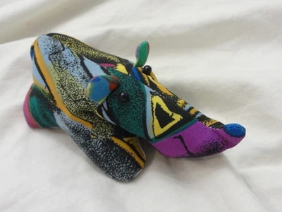 Cute!!! Vintage 1990's Sand Animal Paperweight ~ Multicolor Rhinoceros 5" - Image 1 of 4