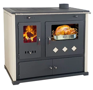 Kaminofen mit Backfach und Herdplatte Lux Werkstattofen Holzofen 9,5 kW Holz - Bild 1 von 11