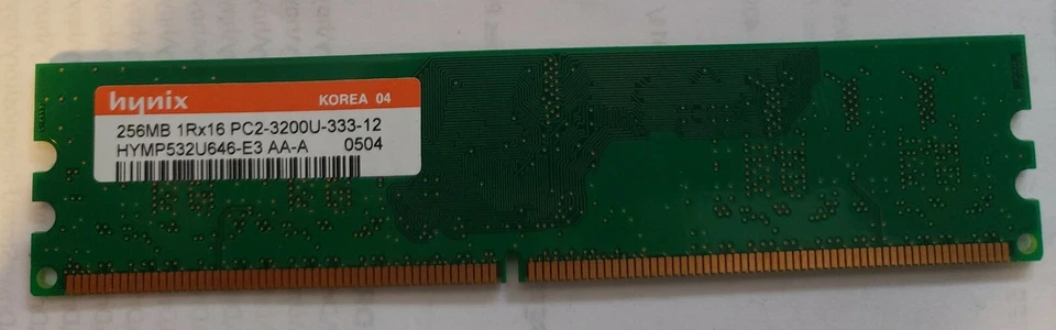HYMP532U646-E3 256MB DDR2 400MHZ PC2-3200 DIMM - Image 1 of 1
