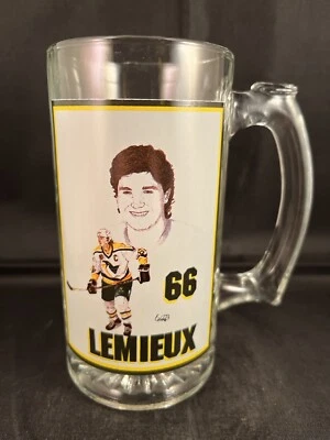 Taza de vaso de pinta de cerveza vintage Pittsburgh Penguins Mario Lemieux #66 Foto 1 de 4