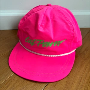 Vintage 90's Caterpillar Cat Power Neon Pink Rope Hat SnapBack Cap Made In USA - Picture 1 of 9