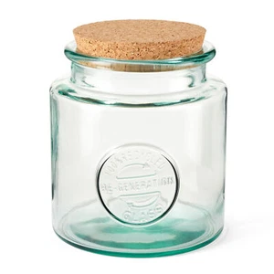 Re-Generation Glass Storage Jar with Cork Lid 50cl Capacity 100% Recycled Glass - Picture 1 of 4