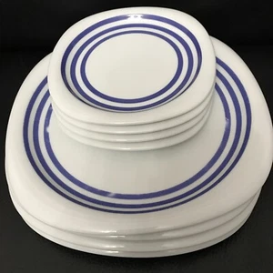 Rosenthal CONCEPT 3 Suomi Blue Rimmed 4 X Salad & 4 X Bread Plates StudioLine - Foto 1 di 6