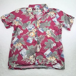 Hilo Hattie Hawaiian Shirt Mens XXL 2XL Red Floral Pineapple Hawaii *FLAWS* - Picture 1 of 13