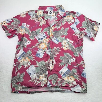 Hilo Hattie Hawaiian Shirt Mens XXL 2XL Red Floral Pineapple Hawaii *FLAWS* - Image 1 of 4