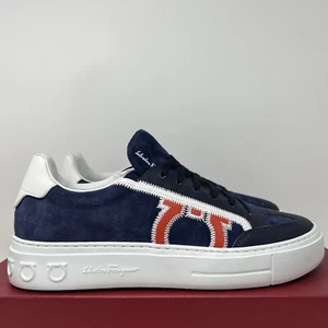 Zapatillas deportivas Salvatore Ferragamo Borg 5 para hombre de gamuza de cuero talla 7,5 M azul blanco - Imagen 1 de 9