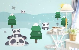 3D Schön Panda Schneeflocke ZHUC1709 Tapete Wandbild Fototapete Abnehmbarer Ann - Bild 1 von 11