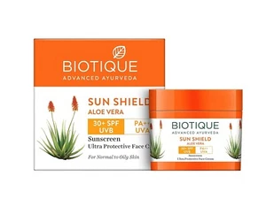 Biotique Sun Shield Aloe Vera Sunscreen Ultra Protectective Face Cream 50g FS - Picture 1 of 6