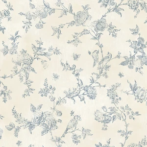 KItchen & Bath Essentials by Brewster 2766-01492 Singapore Navy Toile Wallpaper - Picture 1 of 5