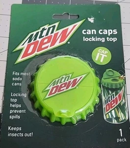 Lata de refresco Mountain Dew tapa pop con bloqueo para mantener a los insectos fuera ayuda a prevenir derrames NUEVO - Imagen 1 de 10