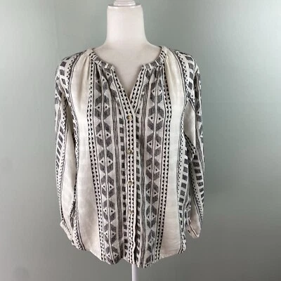 Blusa esplêndida feminina marfim freesia manga longa linho com botões tamanho pequeno - Imagem 1 de 4