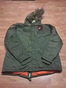 Men Schott MA-1-1913 USAF Insulated Military Jacket Hooded Khaki Winter 3XL - Picture 1 of 11