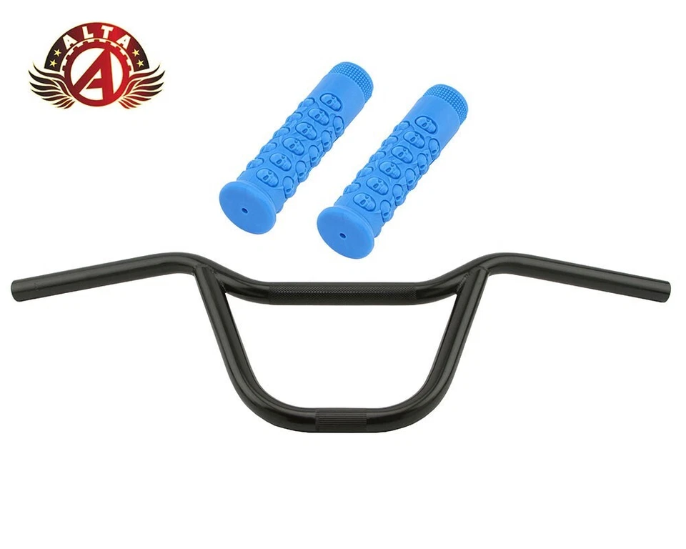 ALTA U-BAR  Old School Classic Black Handlebar W/ 116mm SKULL BMX Style GRIPS. - Image 1 of 1