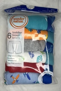 Boys Wonder Nation 6 Pack Assorted Colors Boxer Briefs Underwear Sz 2T-3T NEW - Picture 1 of 2