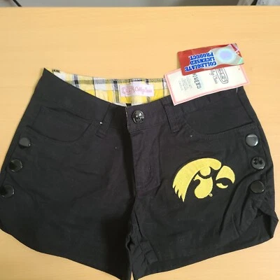 Iowa Hawkeyes NCAA E5 College Classics Black Jean Shorts Womens Size 1 - New! - Image 1 of 4