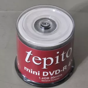 Tepito 50-Pack of Mini DVD-Rs 4X 1.4GB 30 Mins New Sealed - Picture 1 of 5