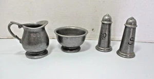 Vtg WILTON ARMETALE RWP Pewter Ware Sugar Bowl & Creamer Salt & Pepper Shakers - Picture 1 of 12