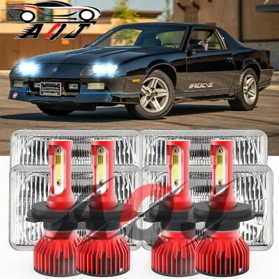 4pcs 4x6'' LED Headlights Hi-Low For 1977-1986 Chevrolet Caprice Monte Carlo Foto 1 de 4