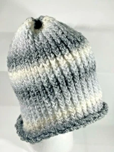 Gorro tejido a mano extra grande gris tonos adultos hombres adolescentes mezcla de lana virgen - Imagen 1 de 5