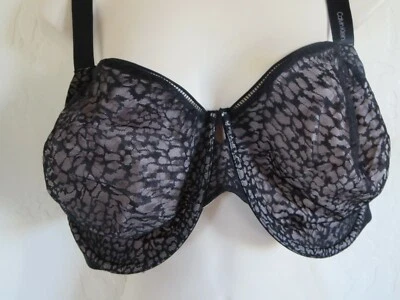 CALVIN KLEIN 44 DD #QF5665 PLUS SIZE COMFORT LEOPARD UNDERWIRE BRA, BLACK, NWOT* - Image 1 of 4
