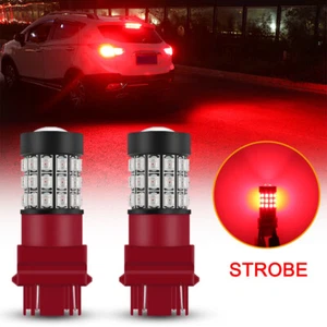 2 piezas 3157 LED rojo estroboscópico intermitente freno trasero luz de parada bombillas de estacionamiento - Imagen 1 de 8