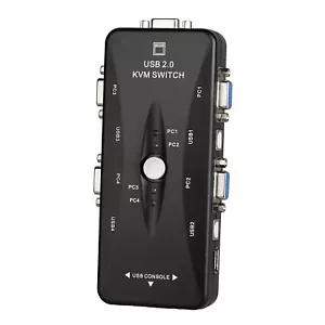 USB VGA KVM Switch Console 4 Port Laptop PC Adapter Monitor Keyboard Mouse Share - Picture 1 of 11