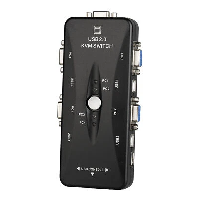 USB VGA KVM Switch Console 4 Port Laptop PC Adapter Monitor Keyboard Mouse Share - Image 1 of 4