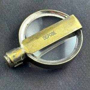 vintage FOLDING LOUPE DEPOSE France Measuring Magnifying Glass zeiss leitz brass - Bild 1 von 23