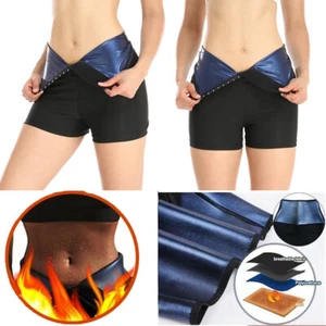 Women's Sweat Sauna Shorts Pants High Waist Pants Waist Trainer Leggings Workout - Picture 1 of 19