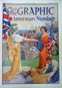 Vintage THE GRAPHIC Zeitung (17.03.1917) AMERIKANISCHE NUMMER WWI Geschichte Kunst Anzeigen - Bild 1 von 9